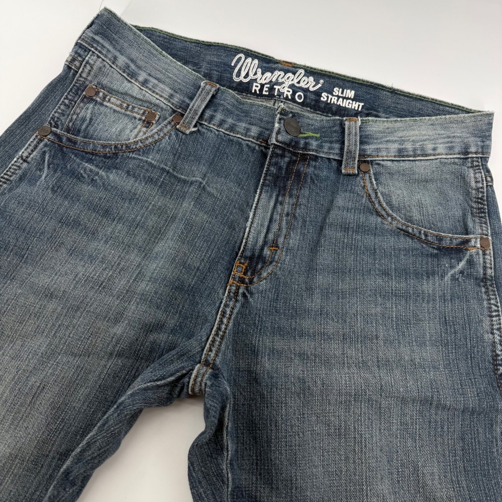 Wrangler Retro Slim Straight Jeans Men 30x32 Blue Western Medium Wash Denim